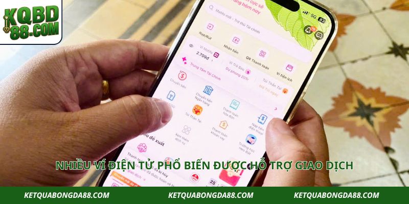 Nhiều ví điện tử phổ biến được hỗ trợ giao dịch